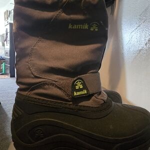 Kamik Kids' Black and Dark Brown Snow Boots